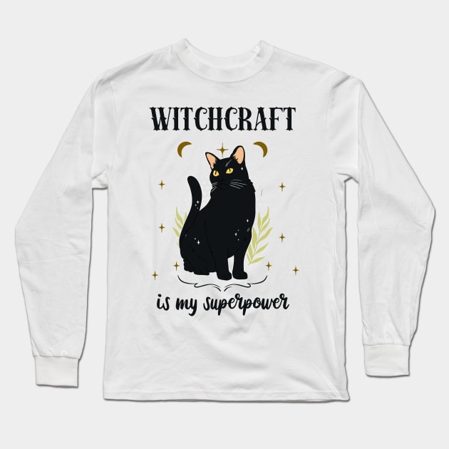 Witchcraft Black Cat Witch Wiccan Fun Long Sleeve T-Shirt by Foxxy Merch